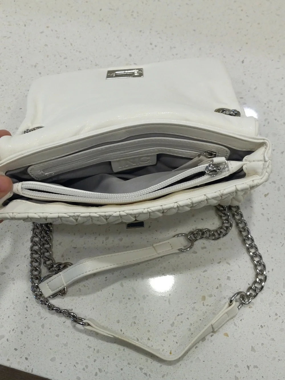 INC Ajae White Quilted Chain Shoulder Crossbody Bag - Picture 6 of 7